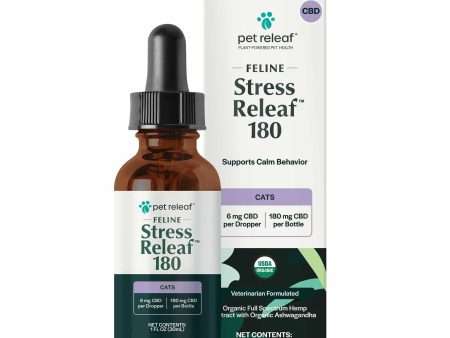 Pet Releaf Feline Stress Releaf CBD Oil Organic 180 MG CBD with Ashwagandha and Catnip For Discount