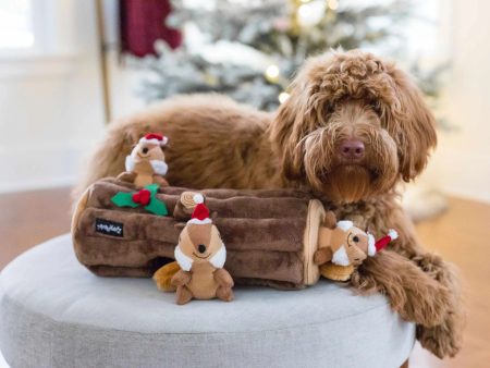 ZippyPaws Holiday Zippy Burrow Yule Log Plush Dog Toy For Cheap