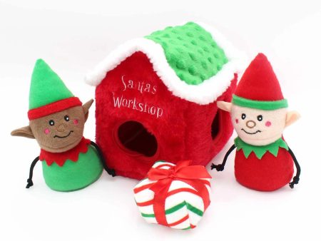 ZippyPaws Holiday Burrow(TM) Santa s Workshop Plush Dog Toy For Discount