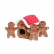 ZippyPaws Holiday Zippy Burrow Gingerbread House Plush Dog Toy Supply