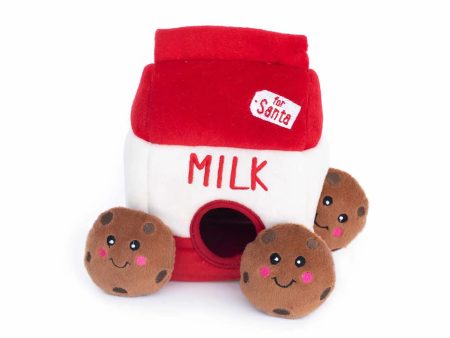 ZippyPaws Holiday Zippy Burrow Santa s Milk and Cookies Plush Dog Toy For Sale