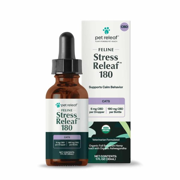 Pet Releaf Feline Stress Releaf CBD Oil Organic 180 MG CBD with Ashwagandha and Catnip For Discount